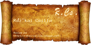 Rákai Csilla névjegykártya